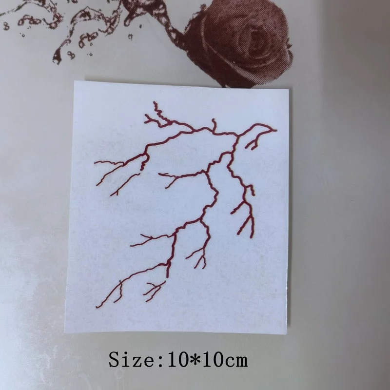 Red Bloodline Lightning Temporary Tattoo Stickers Female Dark Waterproof Black Cool Personality Art Fake Tattoo Waist Arm Tattoo