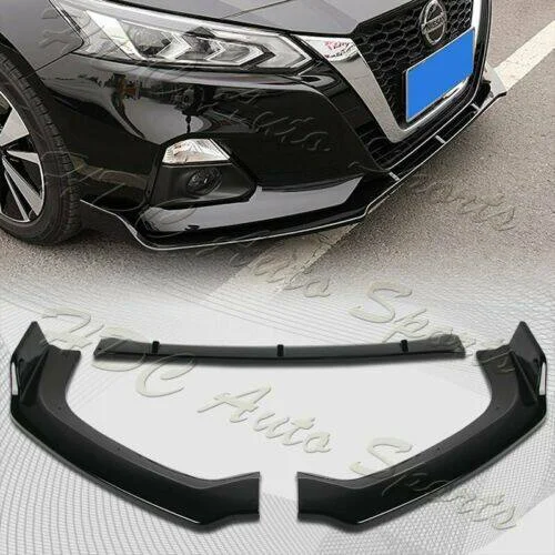 Silscvtt Glossy Black Front Bumper Lip 3 Pieces Body Kit Splitter Spoiler Replacement for Altima Sedan 4-Door 2019-2021 Only