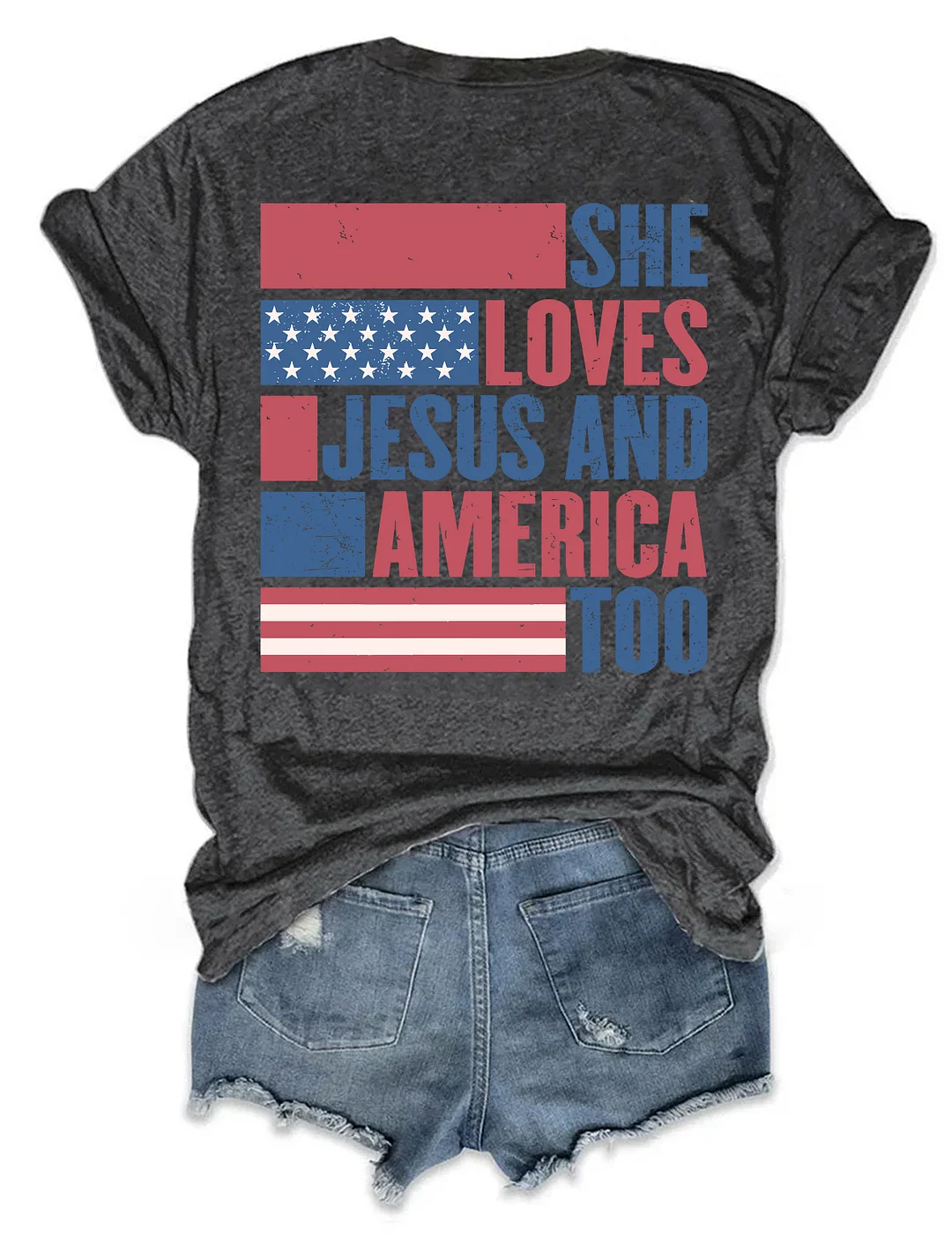 She Loves Jesus and America Too T-Shirtv