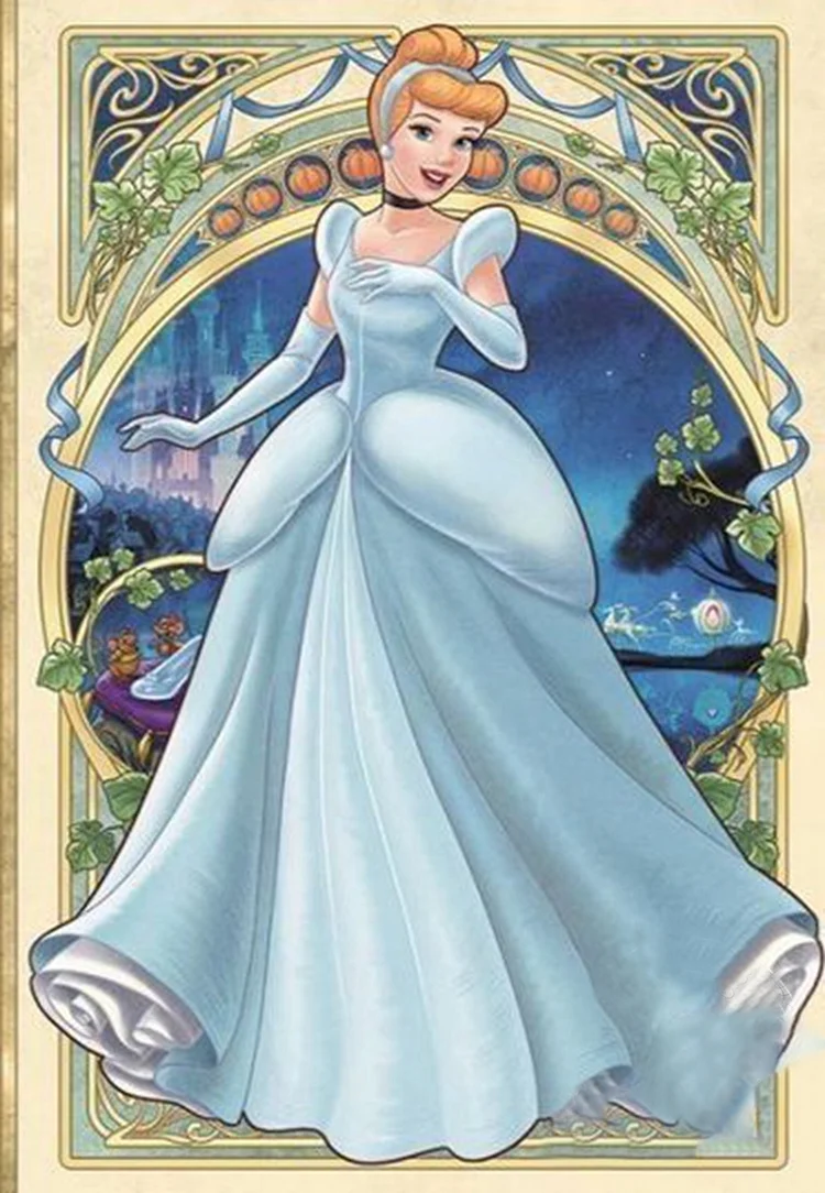 Disney Princess Snow White Mermaid Rapunzel 11CT Stamped Cross Stitch 50*70CM