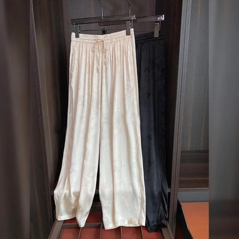 Ueong Spring And Autumn Leisure Spring And Summer Radish Harlan 2023 New Wide-Legged Trousers Feel Full Of Solid Color Trousers