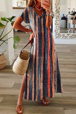 Mature Women Summer New Elegant 3d Printing Plus Size Dress