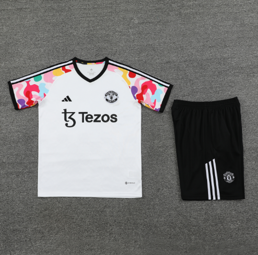 24/25 Manchester United Training Kit Short Sleeve White Soccer Jersey Thai Quality