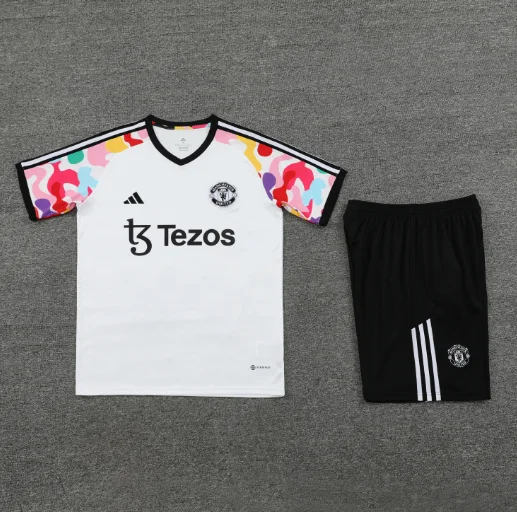 24/25 Manchester United Training Kit Short Sleeve White Soccer Jersey Thai Quality