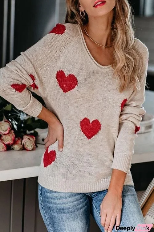 Love Shape Casual Loose Sweater