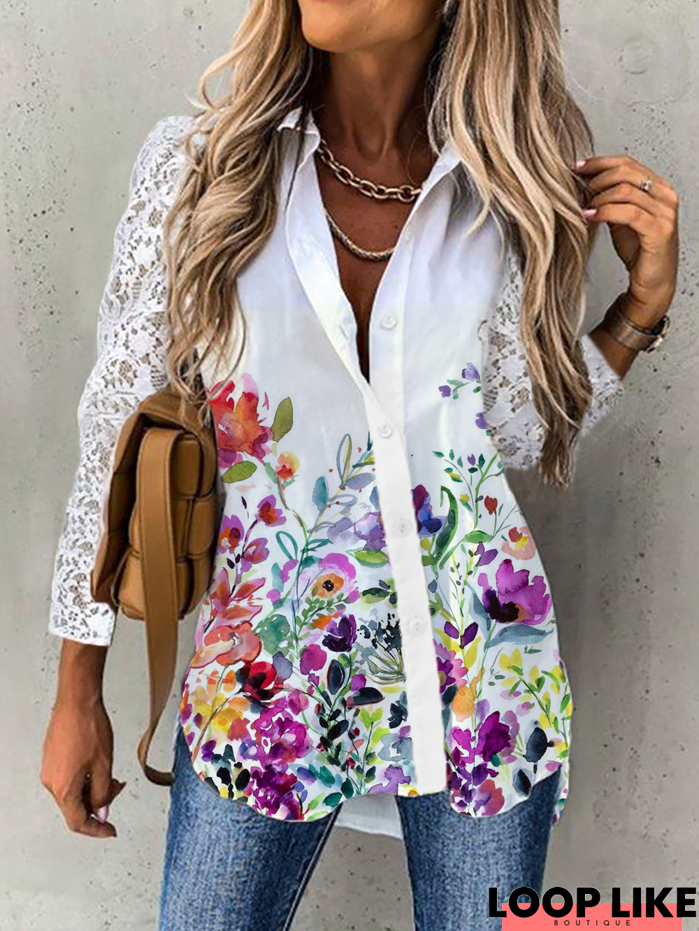 Floral Long Sleeve Lace Blouse