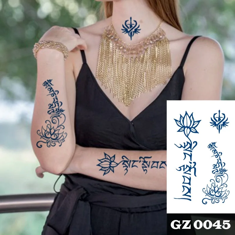 1Pcs Ink Juice Butterfly Text Tattoos Body Art Waterproof Temporary Tattoo Sticker For Men Women