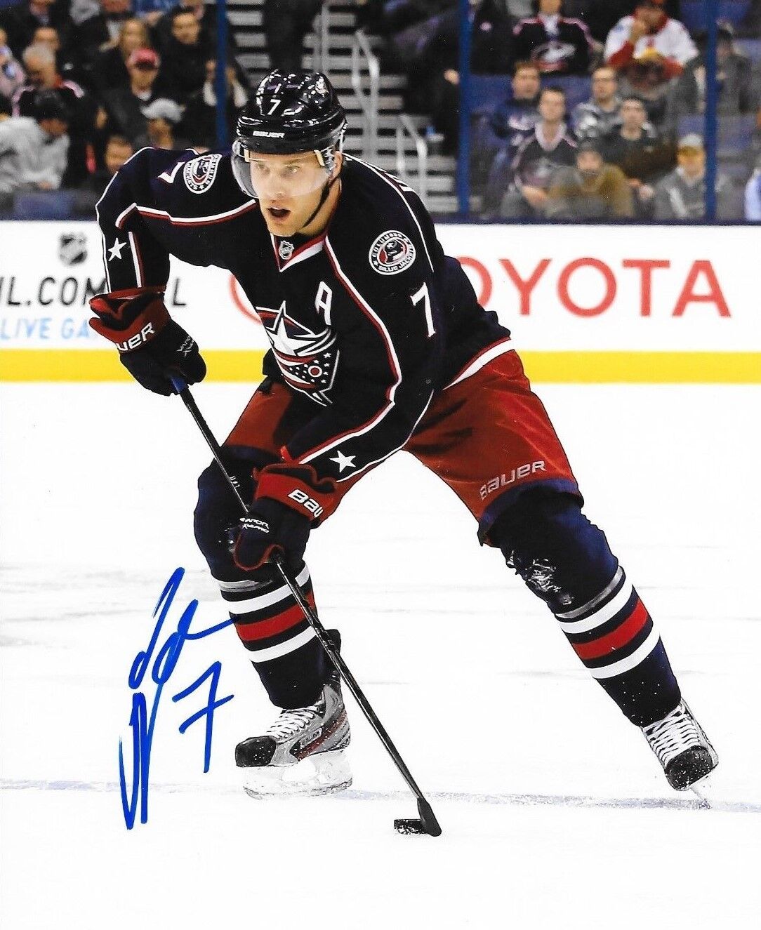 Jack Johnson signed Columbus Blue Jackets 8x10 Photo Poster painting autographed