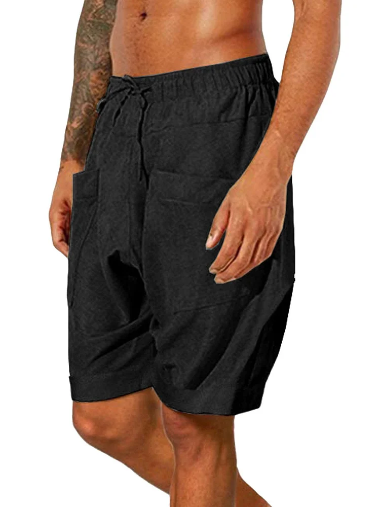 Men's Yoga Shorts Pants Casual Loose Elastic Waist Drawstring Gym Sports Cotton Boho with Pockets