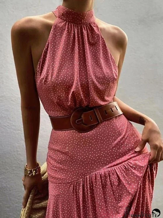 Dresses Sleeveless Slim Fit Printed Halter Dress for Women