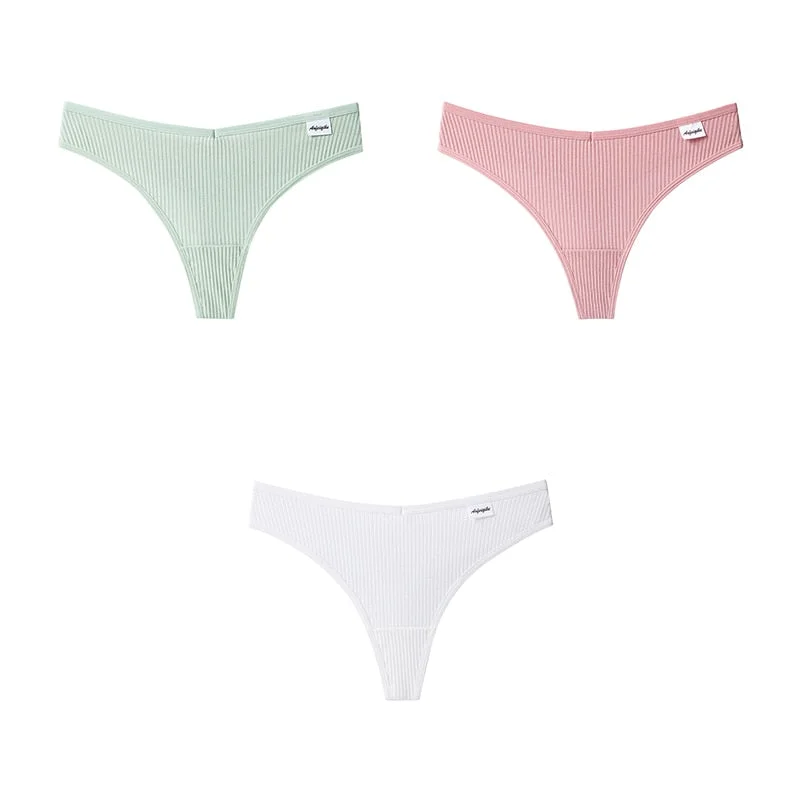 3pcs Women Cotton Panties Sexy Sports Underwear For Woman Lady T-back Female Thongs Cotton Lingerie Woman Intimates New BANNIROU