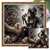 Girl With Cat-11CT Stamped Cross Stitch 50*50cm/19.69*19.69in