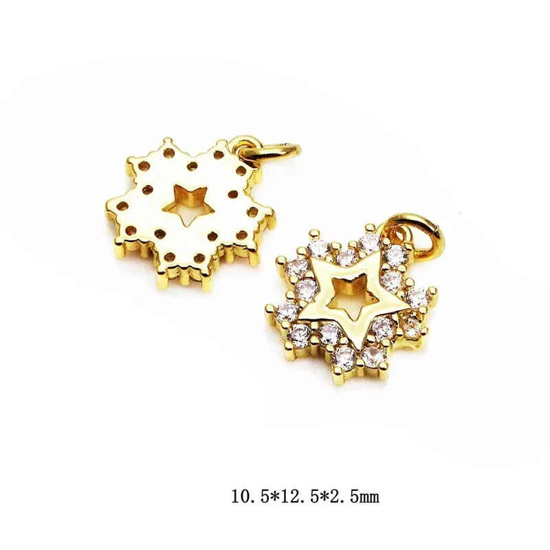 1 Piece 10*11mm 10*13mm 12*10.5mm Copper Zircon Star Heart Shape Flower Jewelry Accessories Pendant