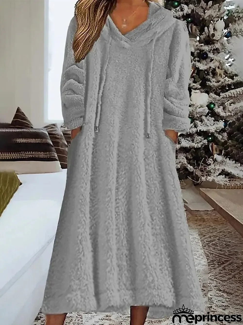 Women's Loungewear Nightshirt Dress Pure Color Casual Comfort Soft Home Daily Going out Coral Fleece Coral Velvet Warm Hoodie Long Sleeve Fall Winter Black White