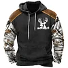 Men's Hoodie Vintage Hunting Deer Woods Print Pocket Long Sleeve Daily Tops by Inlyline