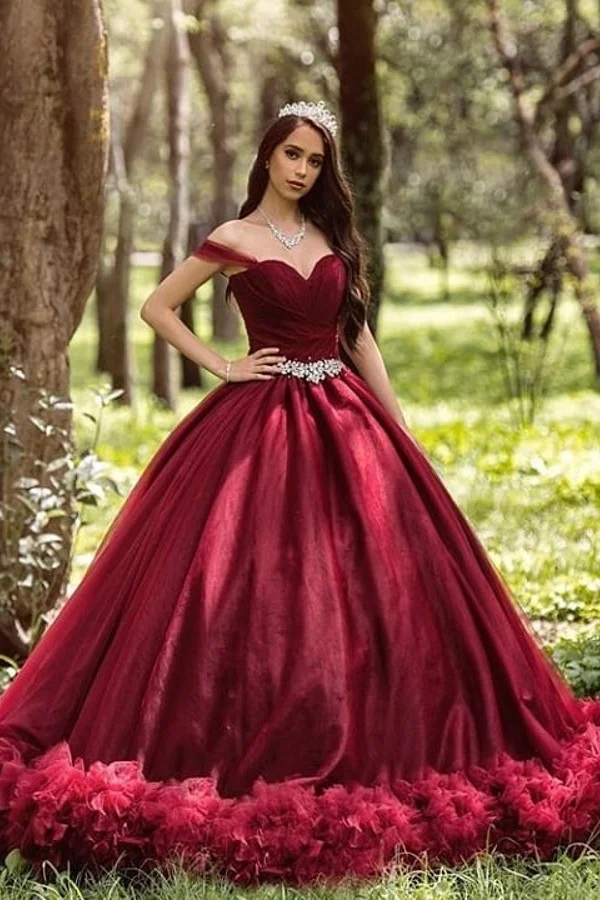 Beautiful Off-the-shoulder Long Princess Wedding Dress With Tulle | Ballbellas Ballbellas