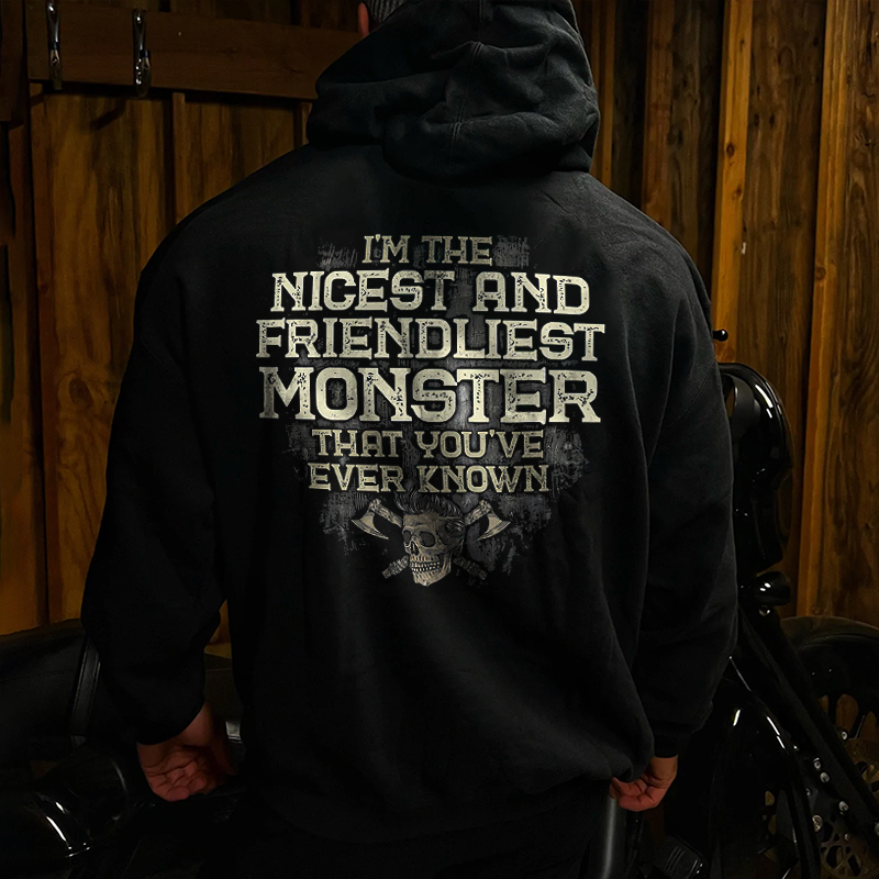 Livereid I'm The Nicest And Friendliest Monster Printed Men's Hoodie - Livereid