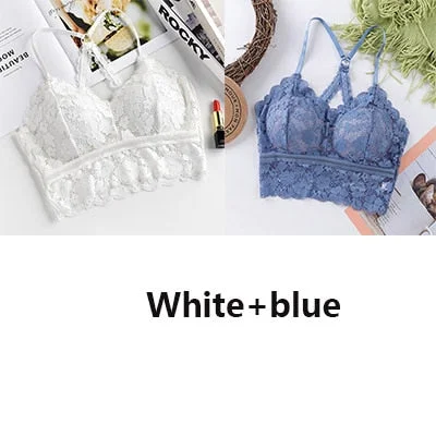 Women Bralette French style lace sexy beauty back bra girl underwear deep V underwear without underwire soft thin seamless bra