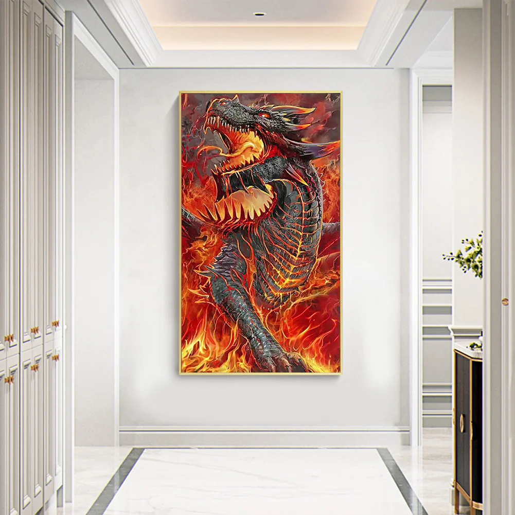 Diamond Painting - Full Round Drill - Flame Dragon(40*70cm)