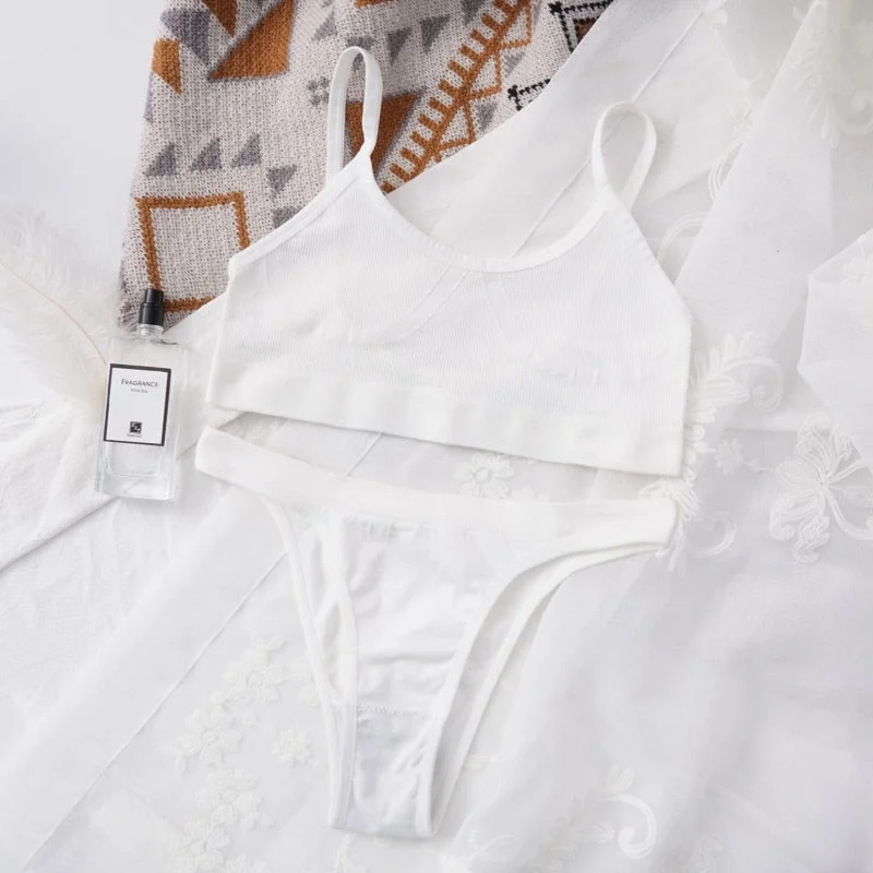 Women Bra Set Panties Sexy Push Up Bralette Female Seamless Underwear Tank Crop Tops Sports Lingerie Brassiere Set