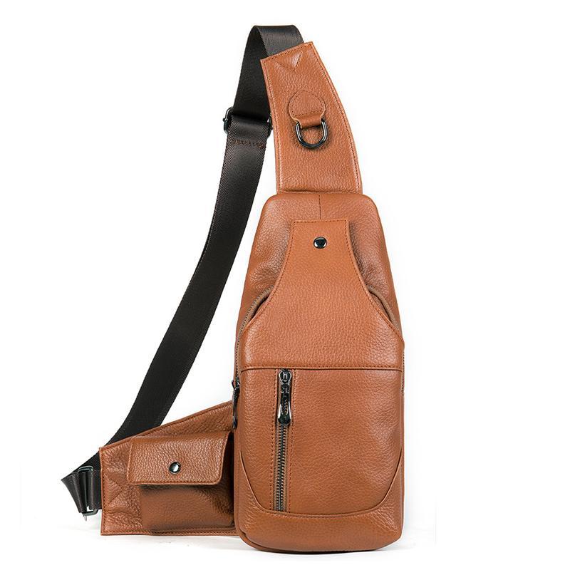 Mens Casual Multipurpose Vintage Large Capacity Leather Chest Packs