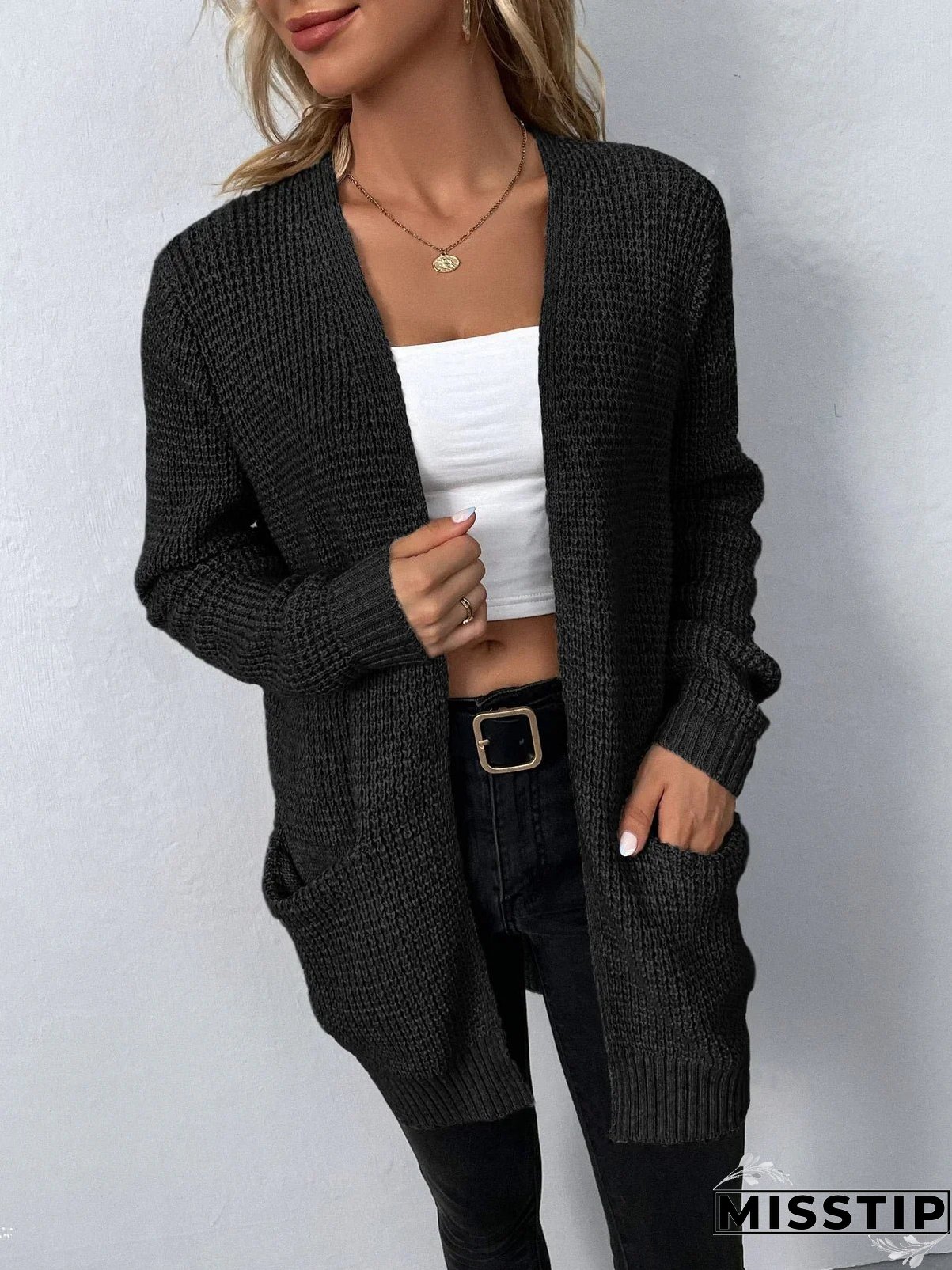 Tatiana - Long Sleeve Knitted Cardigan With Pockets