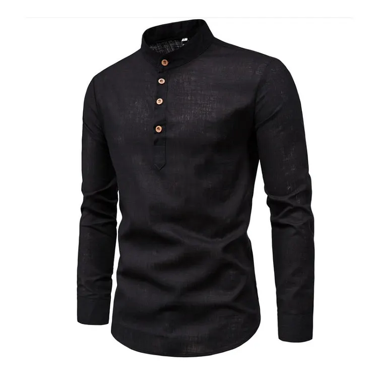 Men's Solid Color Stand Collar Shirt