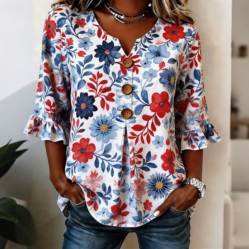 Comstylish Women's Independence Day Print Half Sleeve Casual Blouse