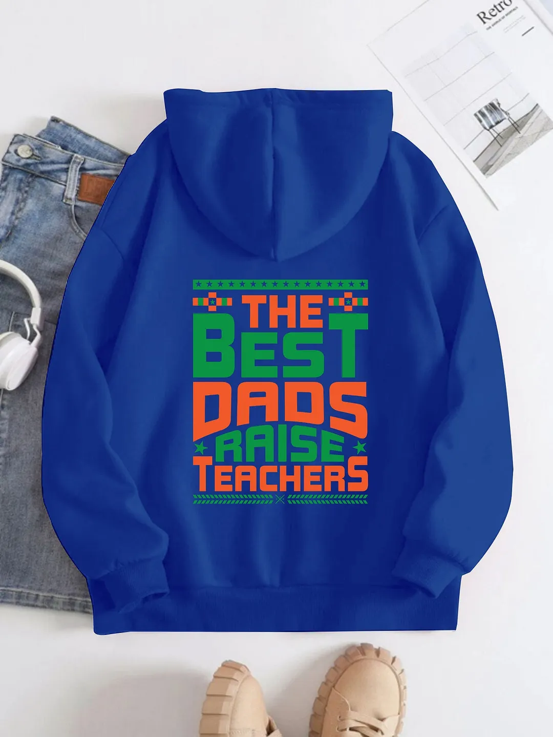 Printed Back Kangaroo Pocket Hoodie Long Sleeve for Women Pattern Best Darios Raise