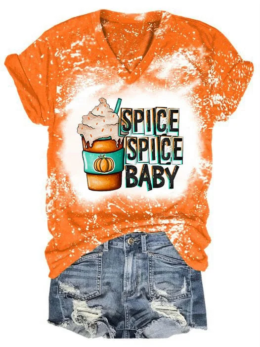 Women's Halloween Pumpkin Spice Spice Baby Print T-Shirt