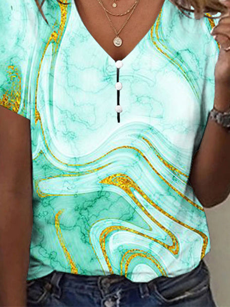 Women Half Sleeve V-neck Solid Color Dress