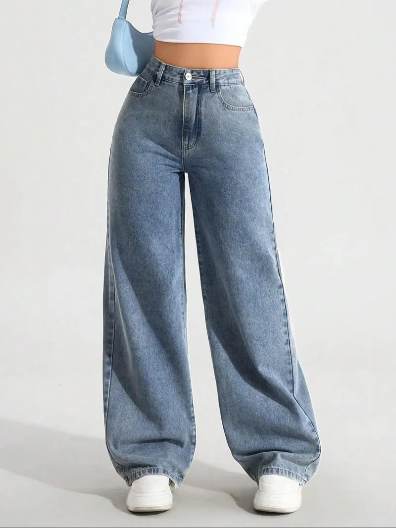 Women's Vintage Style Loose Fit Straight Leg Jeans, Casual Fitted Denim Jeans for Fall & Winter, Classic Boyfriend Look Women's Vintage Style Loose Fit Straight Leg Jeans, Casual Fitted Denim Jeans for Fall & Winter, Classic Boyfriend Look