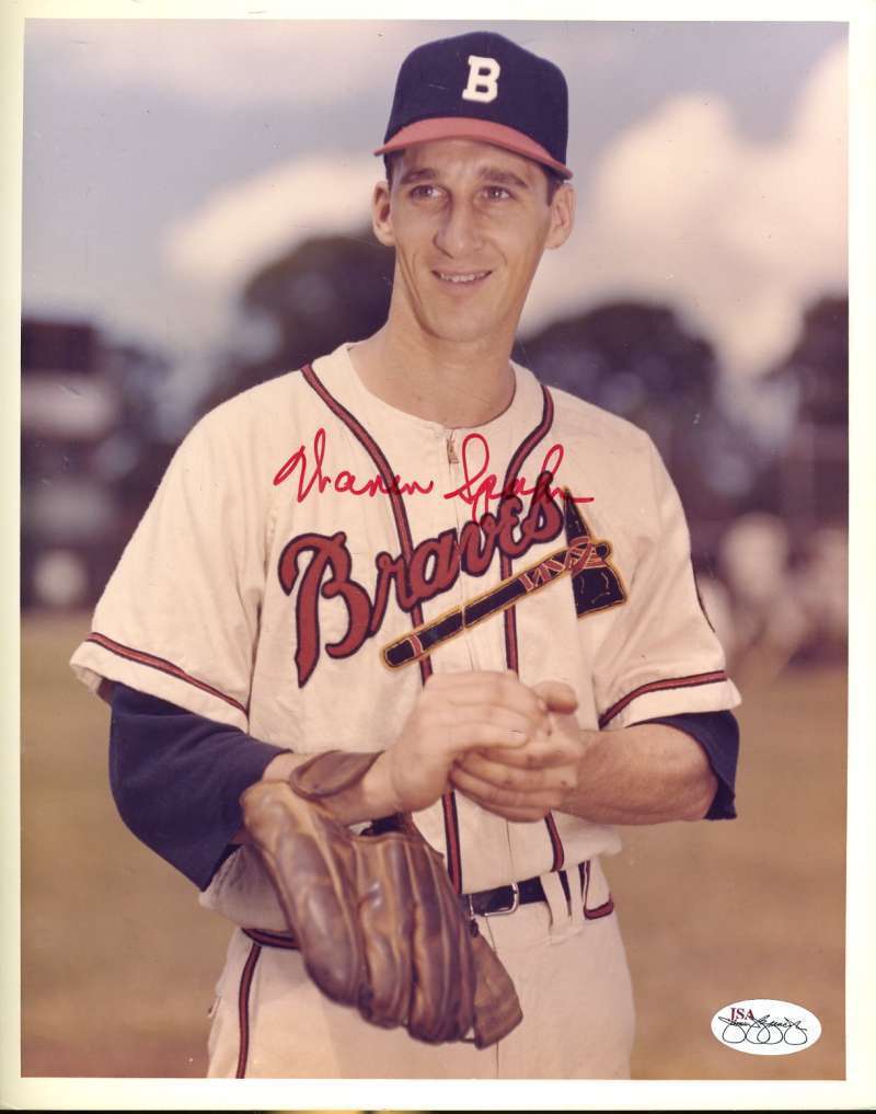 Warren Spahn Signed 8x10 Photo Poster painting Jsa Cert Sticker Authenticated Autograph