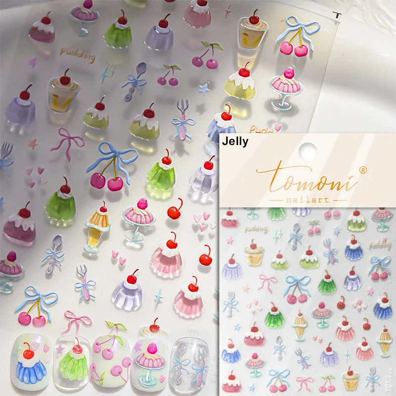 Shiny Cherry Strawberry Star Pudding Sundae Ice Cream Cones Jelly Self Adhesive Nail Art Sticker Summer Manicure Decal Wholesale