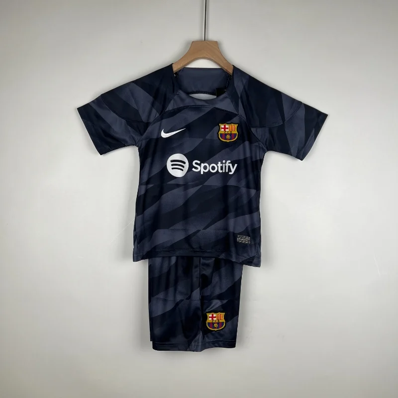 23-24 Kids Goalkeeper Barcelona Black Soccer Jersey