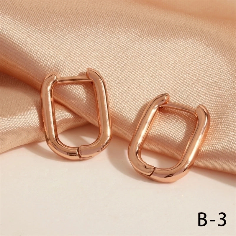 1 Pair Minimalist U Shape Round Plating Copper 18k Gold Plated Hoop Earrings