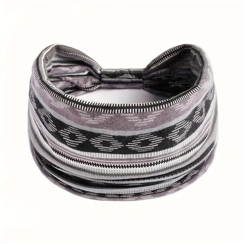 Women Bohemian Style New Stretch Headband Paisley Wide Side Hair Accessories Face Headscarf