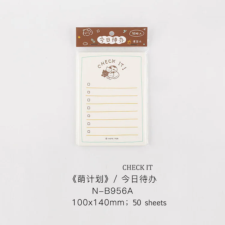 JOURNALSAY Cute Plan Series Creativity Kawaii Memo Pad No Sticky