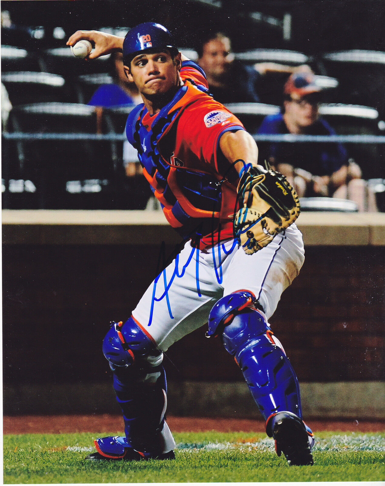 ANTHONY RECKER NEW YORK METS ACTION SIGNED 8x10