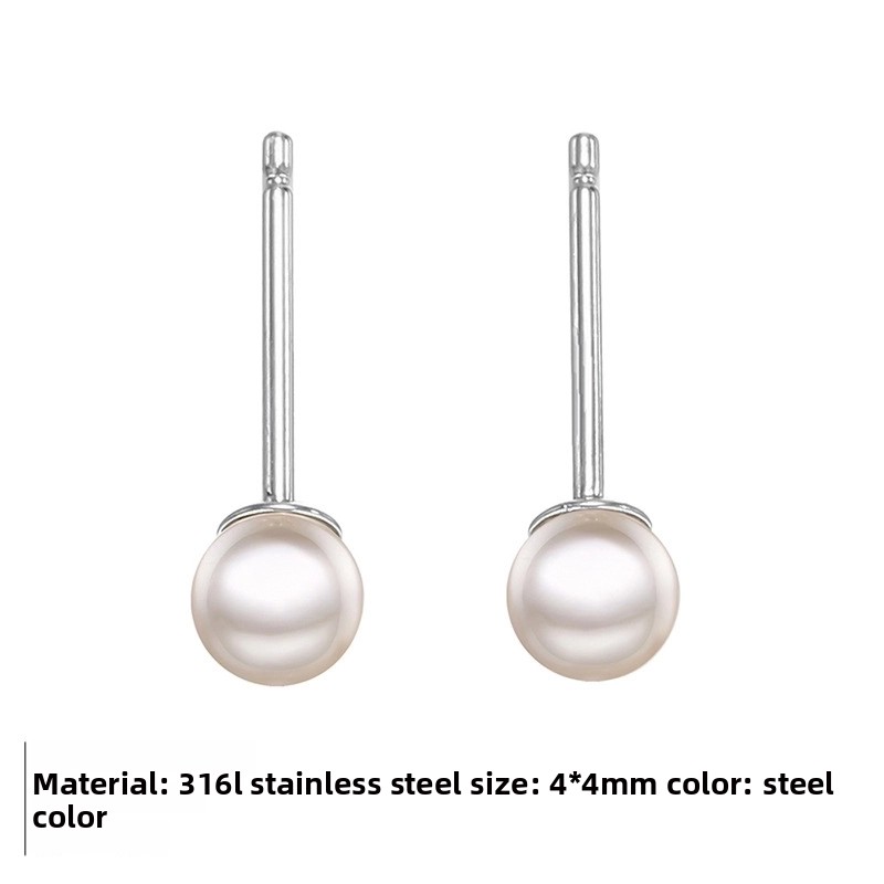 Fashion Geometric Stainless Steel Artificial Pearls 14K Gold Plated Earrings