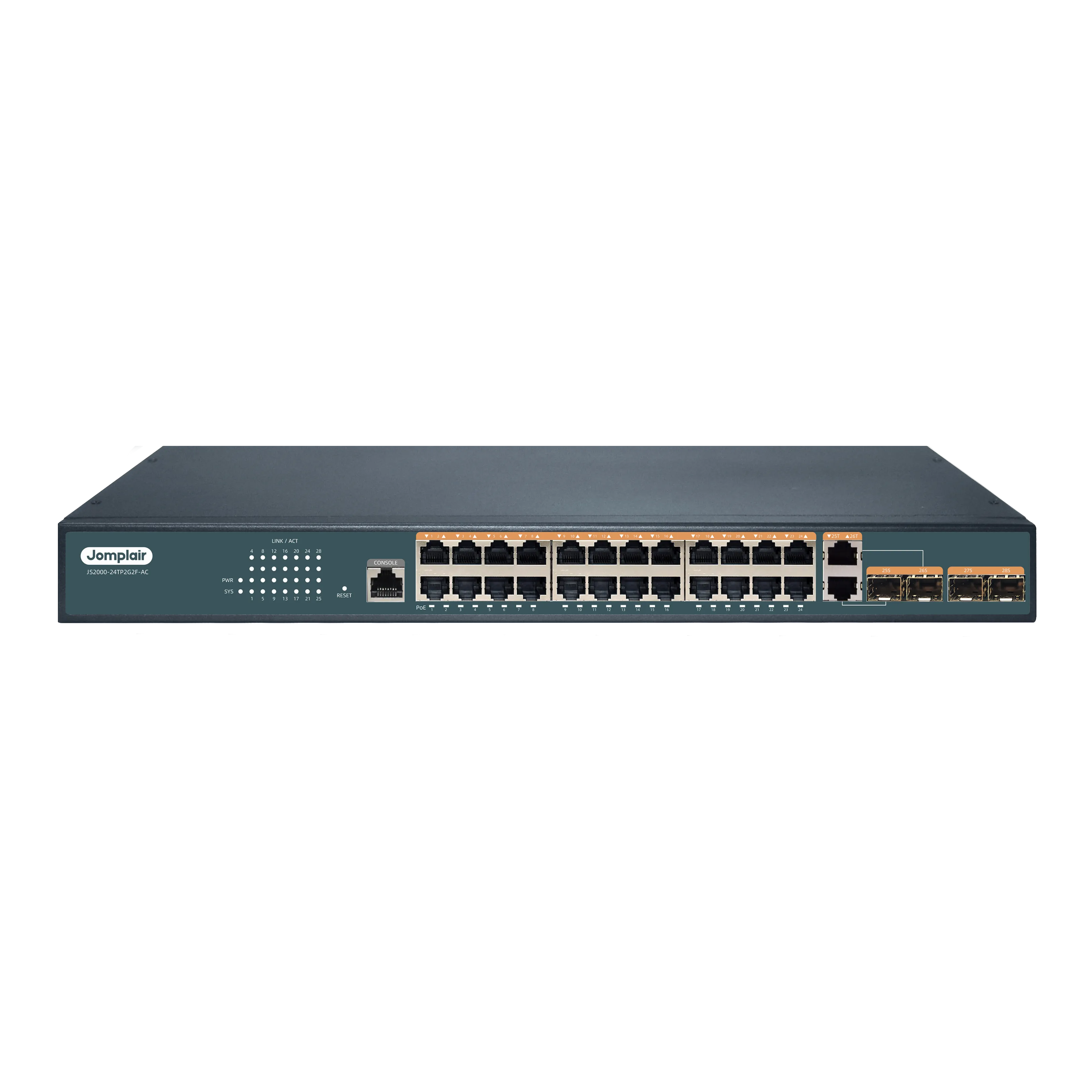 JS2000-24TP2G2F-AC, L2+ Managed PoE+ Switch