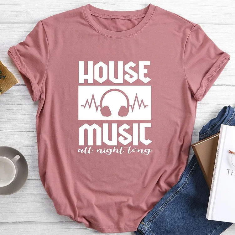 House Music Round Neck T-shirt