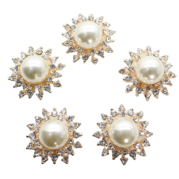 10pcs/set GOLD  28mm Sun Flower Rhinestones Buttons Pearl button