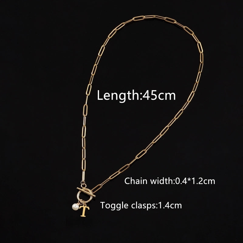 Casual Classic Style Letter 201 Stainless Steel 304 Stainless Steel Artificial Pearl Pendant Necklace