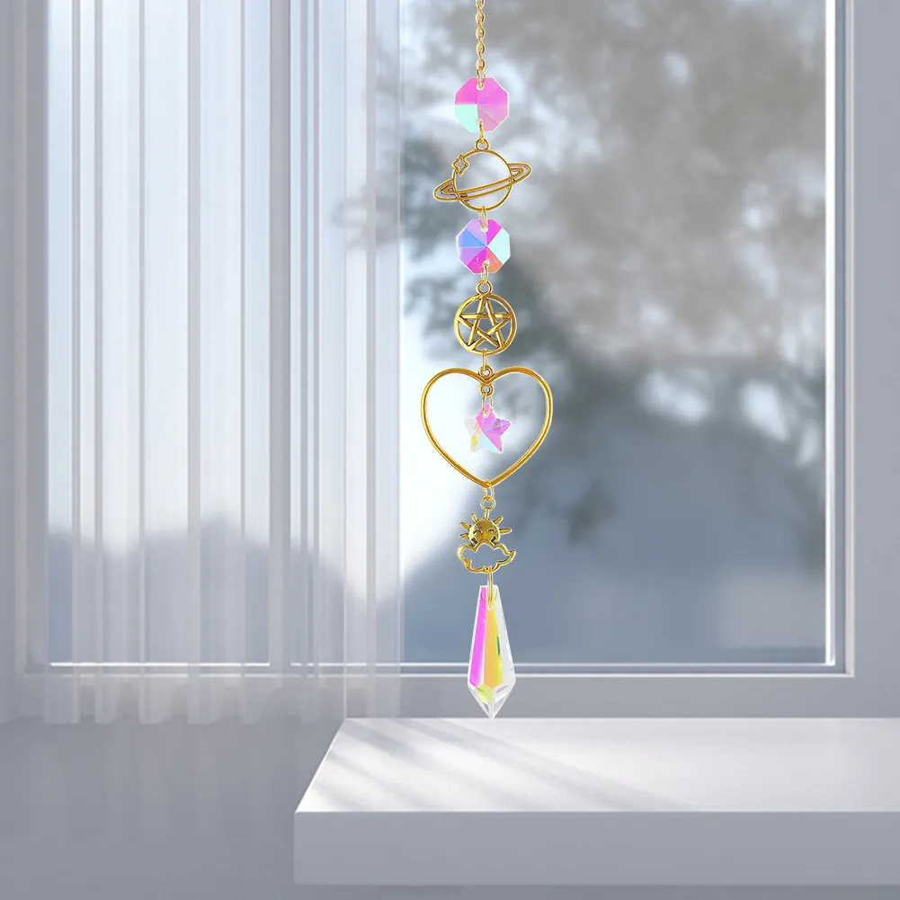 Star Crystal Chandelier Prism Wind Chimes Curtain Home Garden Pendants (C)