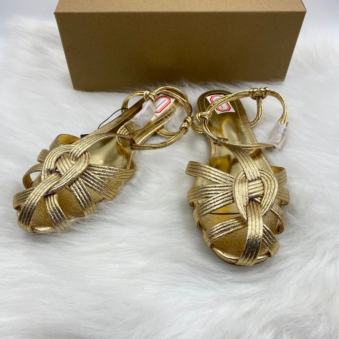 Breakj Breakj Home 2025 New Ins Fashion Show Gold With Simple Toe Women's Shoes Sandals
