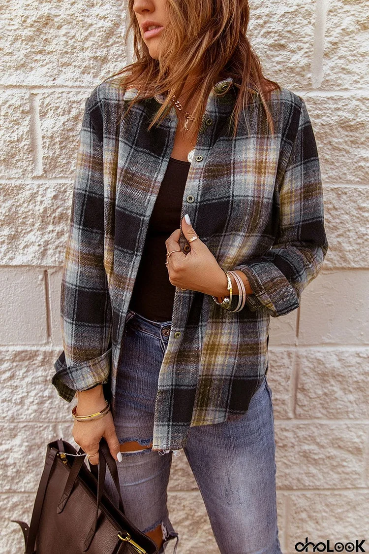 Black Oversize Plaid Shirt