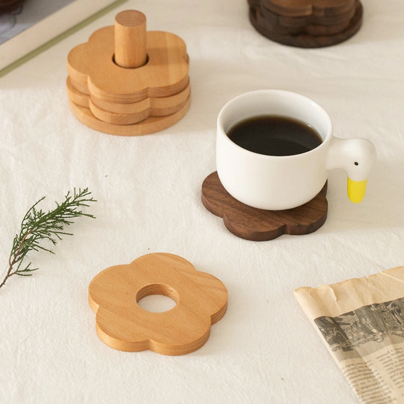 Japanese Style Cookie Coaster Beech Wood Black Walnut Wood Insulation Mat Placemat Coaster Cute Simple Pat Wind Insulation Mat