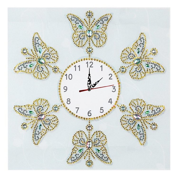 Horloge papillon - Diamant en forme spécial - 35x35cm