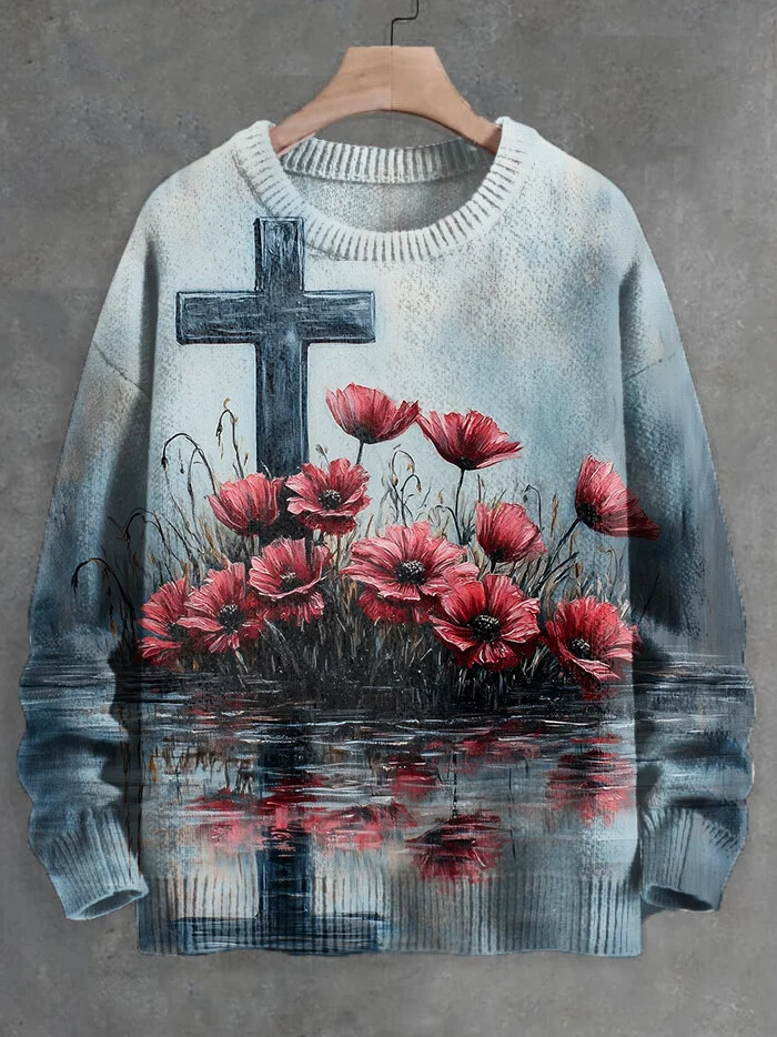 Men's Remembrance Day Art Print Knit Sweatshirt